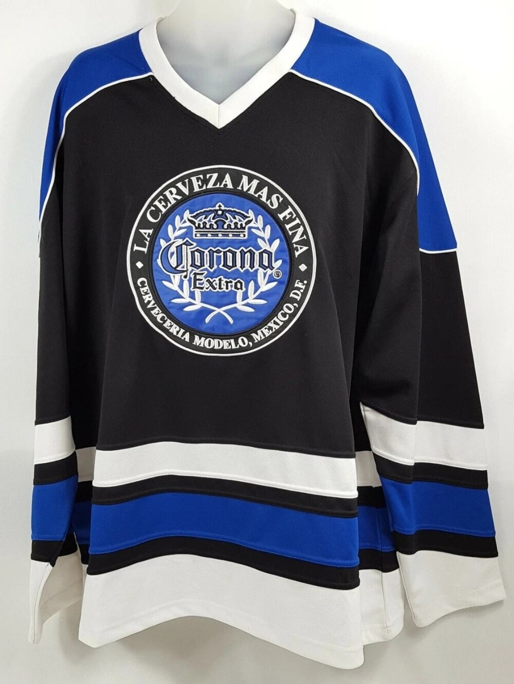 Corona Extra Beer Hockey Jersey Mexico Cerveza Long Sleeve Shirt Mens XL